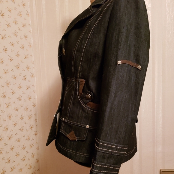 NWT Click Collection navy denim stretch jacket sz8 - Picture 5 of 7
